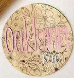 Personalized Floral Engraved Name Sign - Floral Baby Name Sign