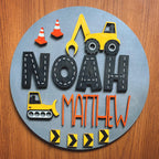 Personalized Construction Truck Name Sign: 3D Wood Nursery Decor