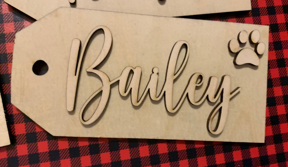 DIY Wooden Christmas Stocking Tags | Unfinished Laser Cut Name Tags