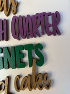 Mardi Gras Wood Sign | Hand Painted 3D Shelf Decor