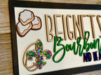 Mardi Gras Sign | 3D Wood Beignets, Bourbon, Beads Decor