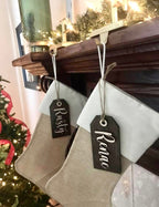 Personalized Wood Stocking Tags | Laser Cut Name, Farmhouse Style