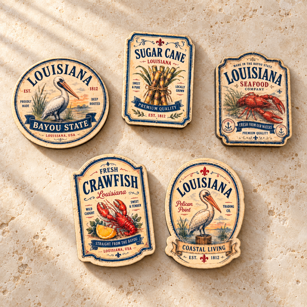 Louisiana Vintage Style Fridge Magnets
