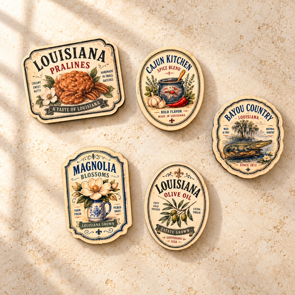 Louisiana Vintage Style Fridge Magnets