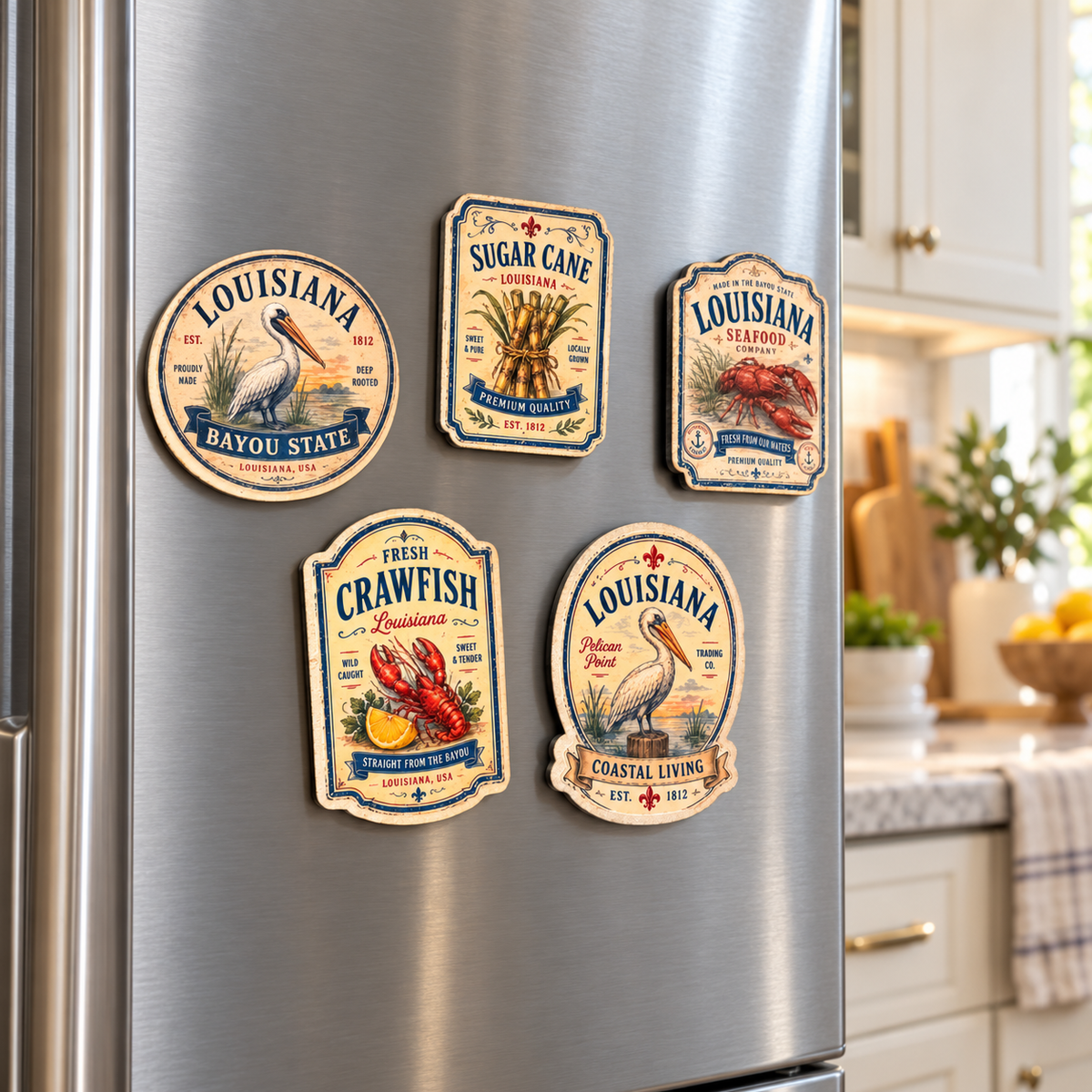 Louisiana Vintage Style Fridge Magnets