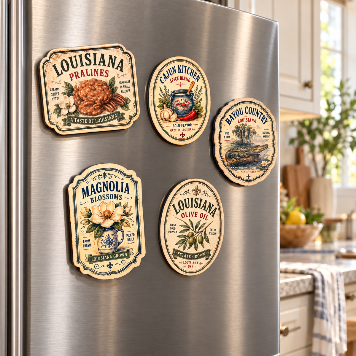 Louisiana Vintage Style Fridge Magnets