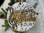 Music Ornament | Glittering Gold, 'When Words Fail Music Speaks'