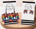 Mexican Serape Bow Earrings | Cinco de Mayo Earrings | Themed statement Earrings | Fiesta Jewelry | Handmade Gift for Her