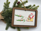 Cajun Santa and Alligator Sleigh Ornament | Cajun Louisiana Christmas