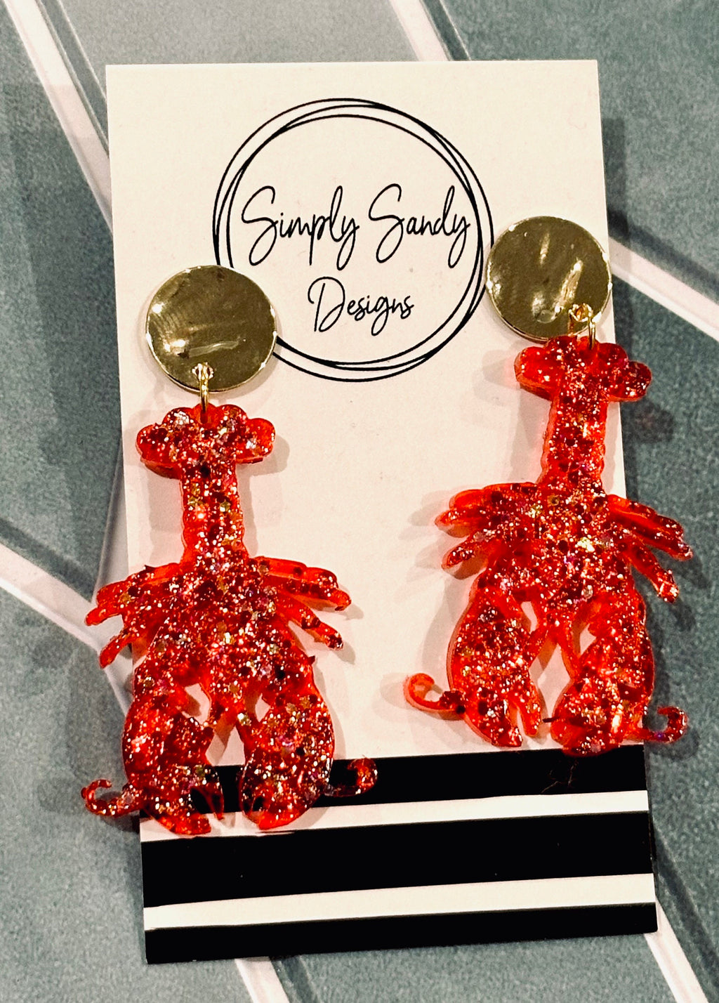 Crawfish earrings - crawdad jewelry - mudbug dangles