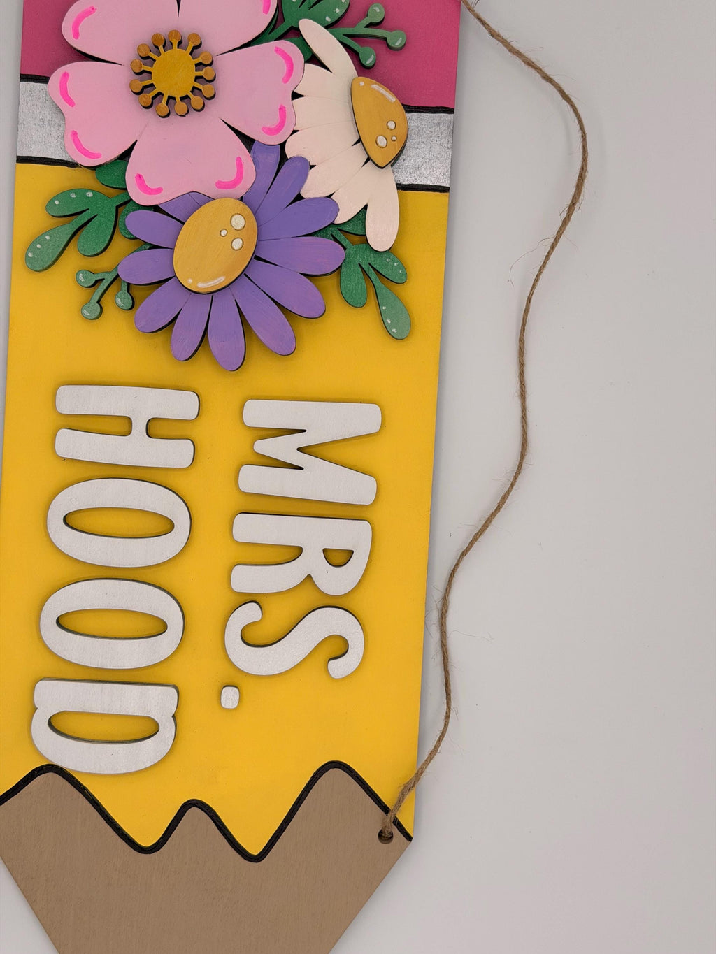 Personalized Pencil Teacher Door Hanger | Custom Classroom Name Sign