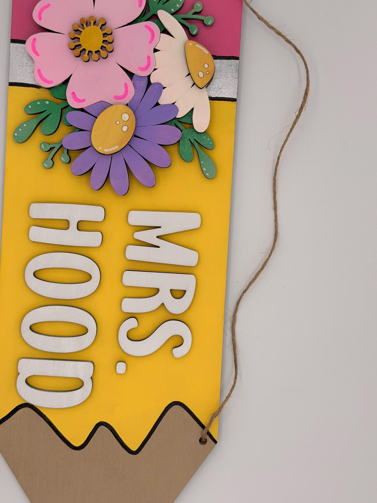 Personalized Pencil Teacher Door Hanger | Custom Classroom Name Sign