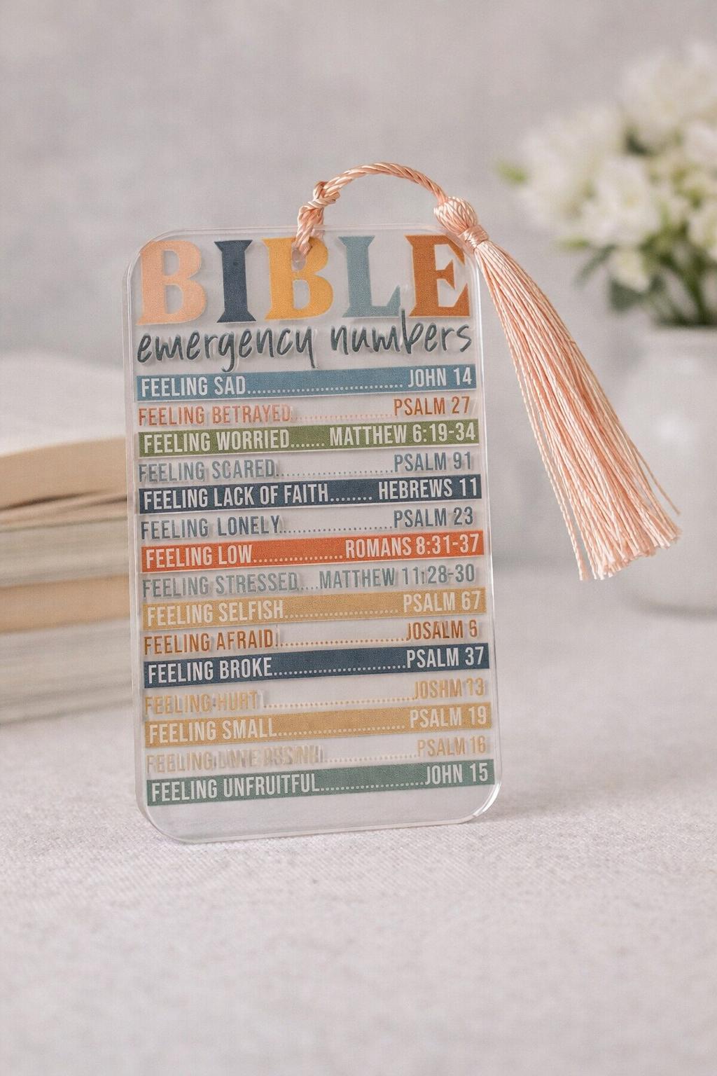 Bible Emergency Numbers Bookmark | Christian Scripture | Faith Encouragement Gift