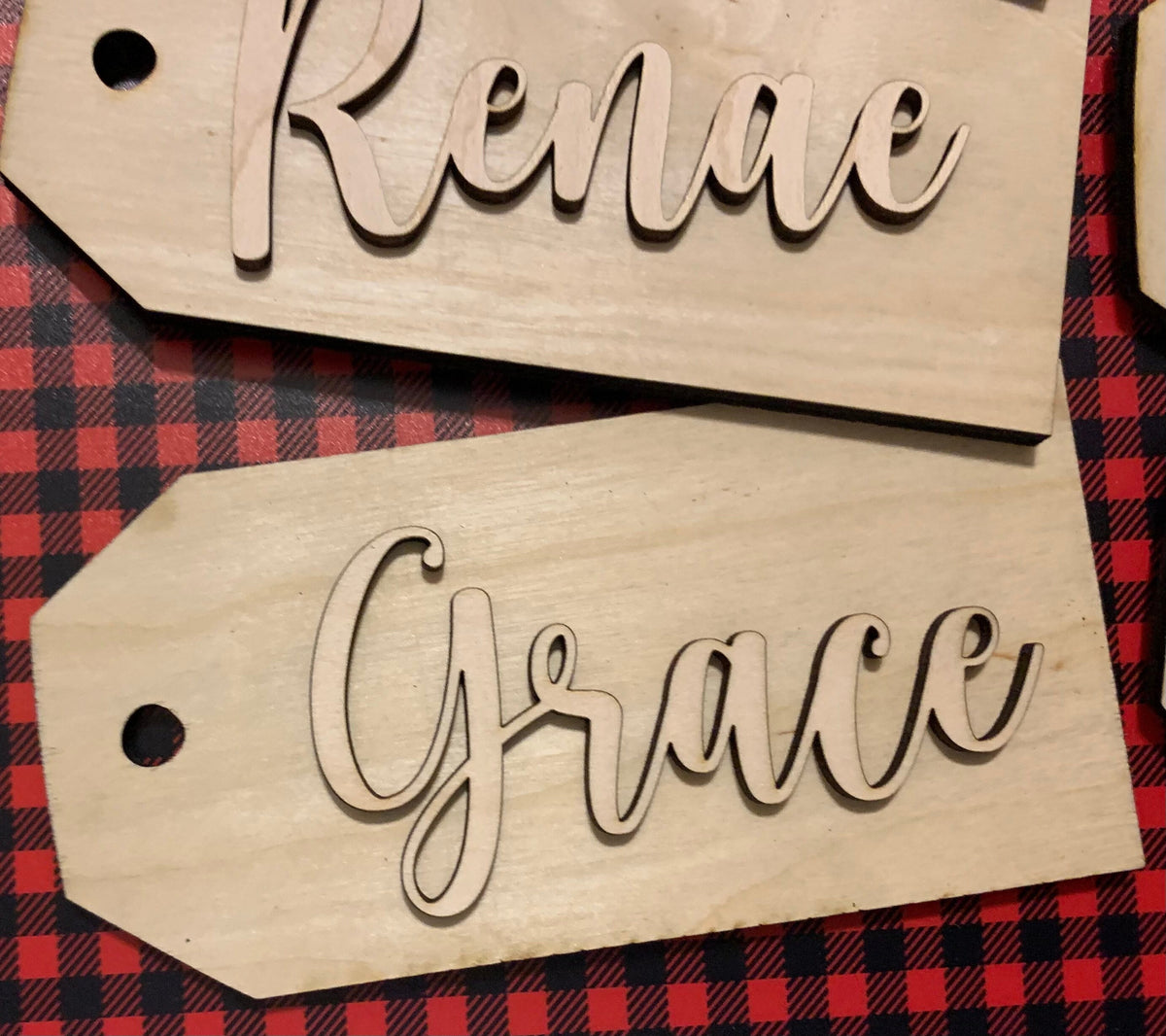 DIY Wooden Christmas Stocking Tags | Unfinished Laser Cut Name Tags