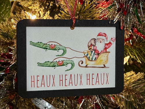 Cajun Santa and Alligator Sleigh Ornament | Cajun Louisiana Christmas