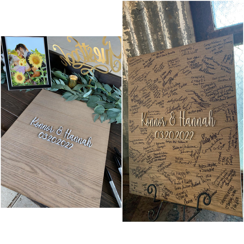 Personalized Wedding Guest Book Alternative, Wood Wedding Guestbook Board, Rustic Elegant Wedding Decor, Signature Sign