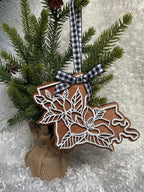 Magnolia Louisiana State Wood Ornament | Christmas Tree Decoration
