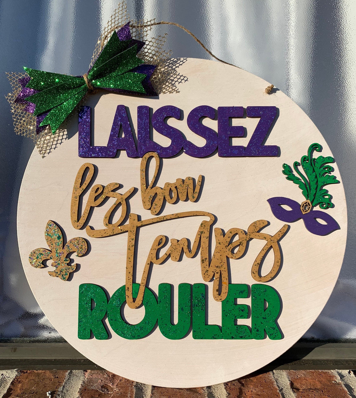 Mardi Gras Door Hanger | Glitter Laissez Les Bon Temps Rouler Sign