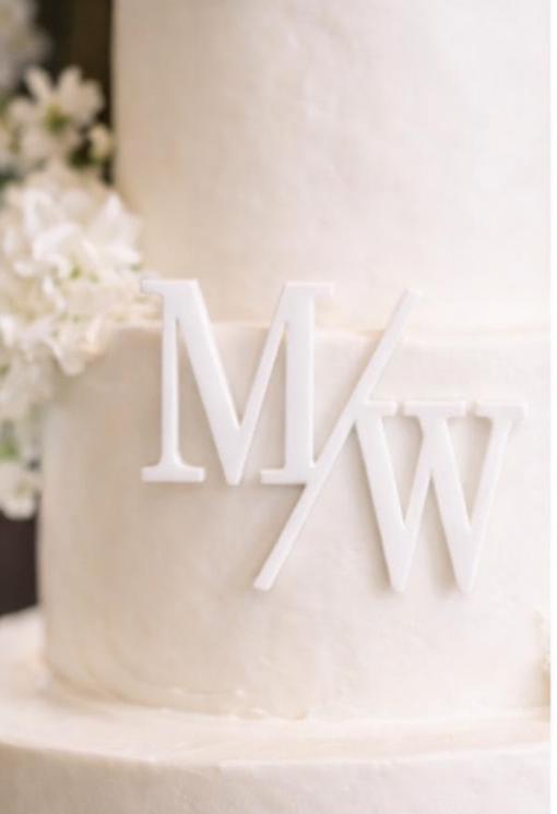 Personalized Initial Cake Charm, Wedding Cake Charm, Custom Monogram Cake Topper Alternative, Acrylic Cake Decor, Modern Wedding Cake Detail