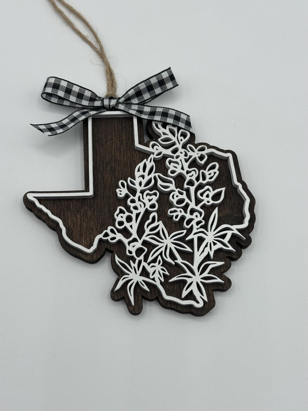 Bluebonnet Texas State Christmas Ornament | Painted Wood