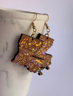 Louisiana State Earrings | Mardi Gras Glitter Jewelry