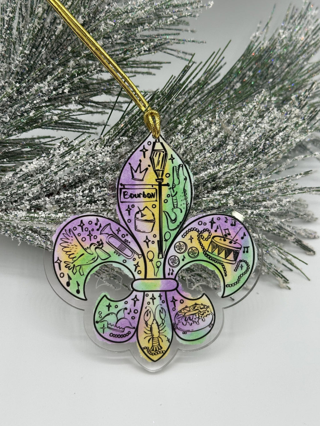 Fleur de Lis Mardi Gras Ornament: Handcrafted New Orleans Decor