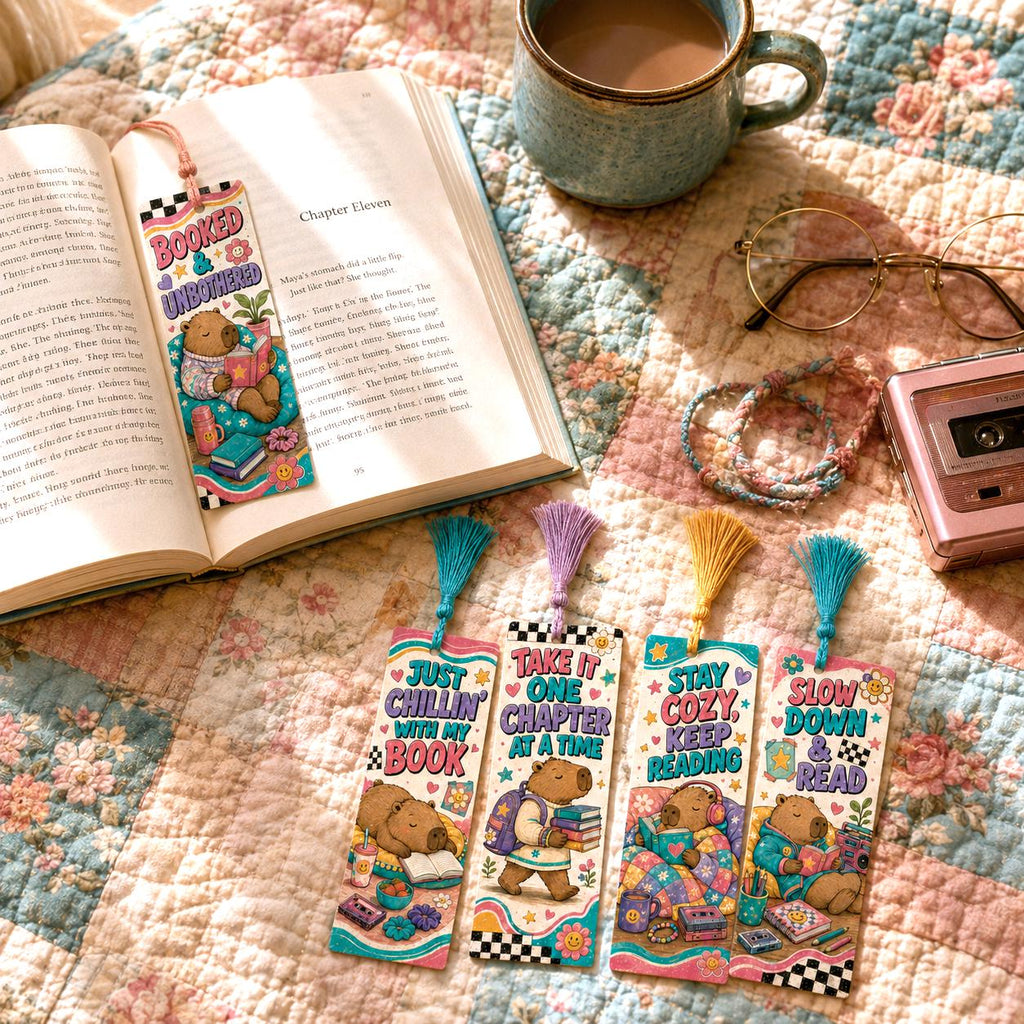 Retro Capybara Bookmark Set for Kids Ages 7–12
