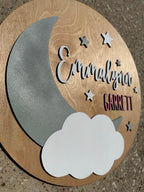 Personalized Moon and Stars Nursery Sign | Celestial Baby Name Decor