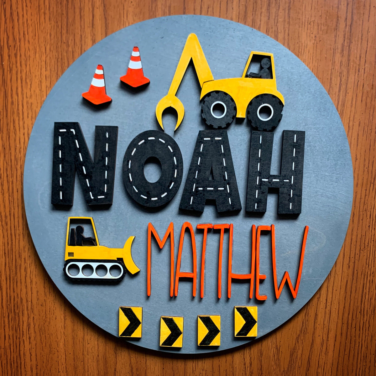 Personalized Construction Truck Name Sign: 3D Wood Nursery Decor