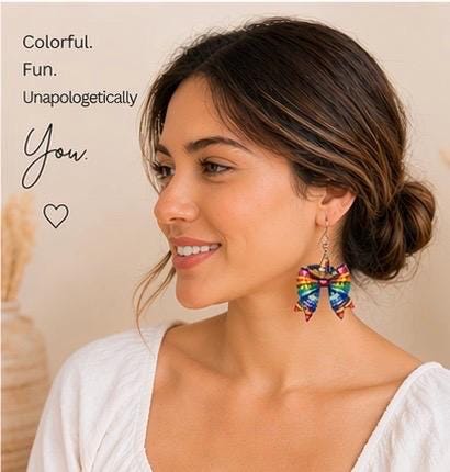 Mexican Serape Bow Earrings | Cinco de Mayo Earrings | Themed statement Earrings | Fiesta Jewelry | Handmade Gift for Her