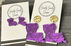 Tigers Purple and Gold Earrings - Handcrafted College Spirit Jewelry |  Louisiana jewelry