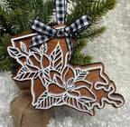 Magnolia Louisiana State Wood Ornament | Christmas Tree Decoration