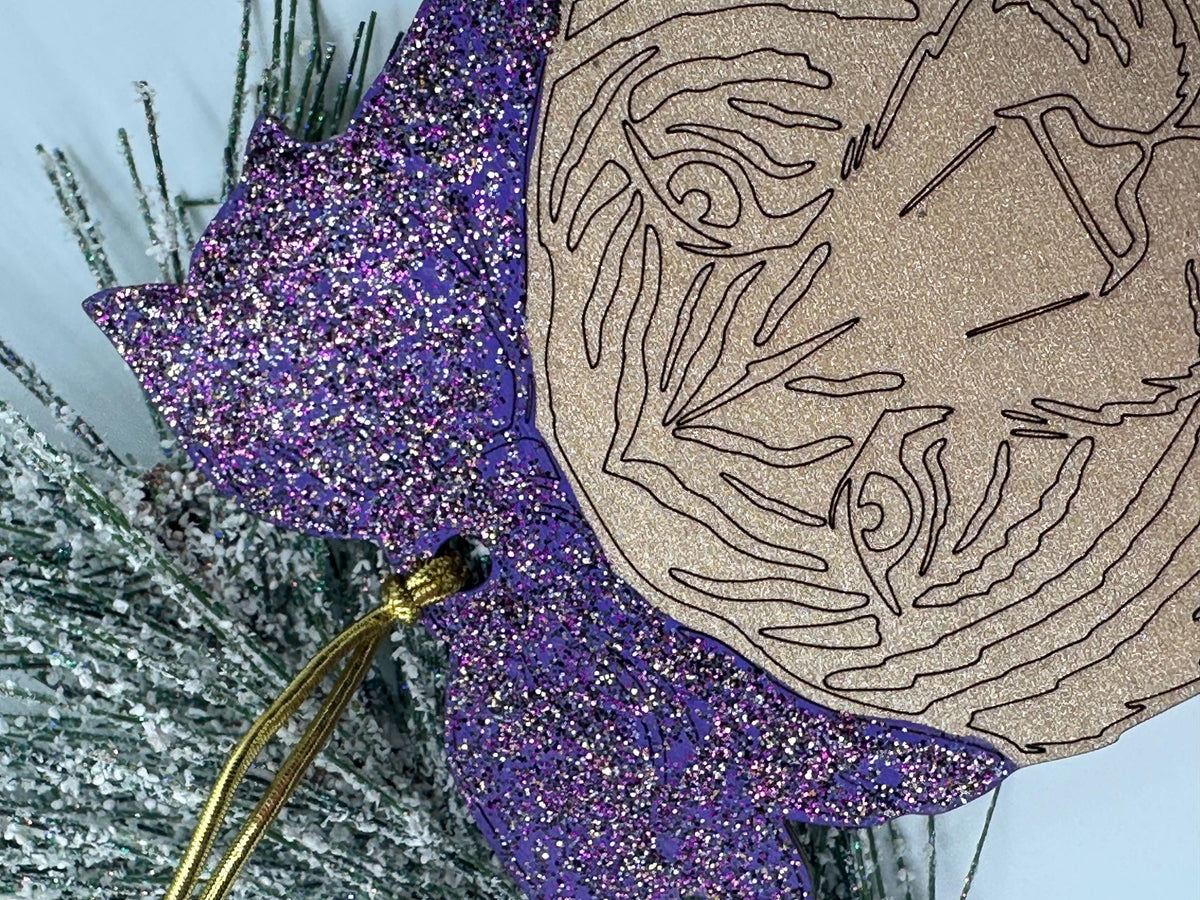 Tiger in head band Ornament / Custom Glitter School Spirit Decor | Girl Tiger Fan Gift