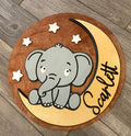 Elephant personalized Name Sign | Moon and Stars Nursery Decor